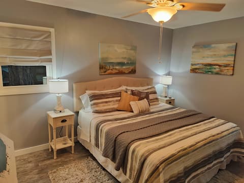 King bed in master bedroom.